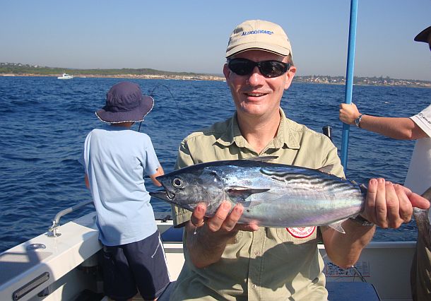 Haines Hunter MD John Haber displays a 760 prototype hull.